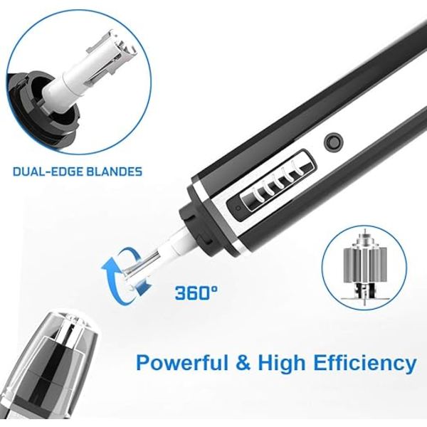 Ammattimainen USB-ladattava nenä- ja korvakarvatrimmeri, miehille
