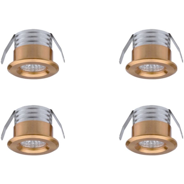 Set med 4 mini infällda LED-spotlights, 3 W, varmvit guld