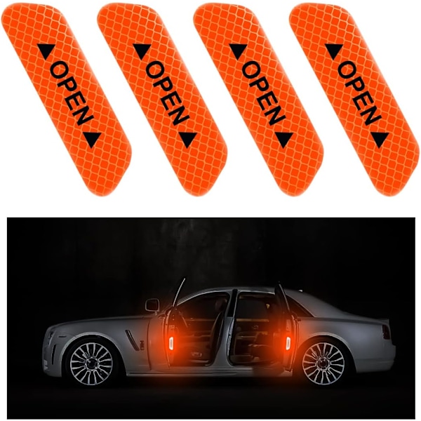 Varningsdekaler för dörröppning, reflekterande, 4 st, Säkerhetstips för nattkörning, Bildelar och tillbehör, för bilar, lastbilar, SUV (Orange)