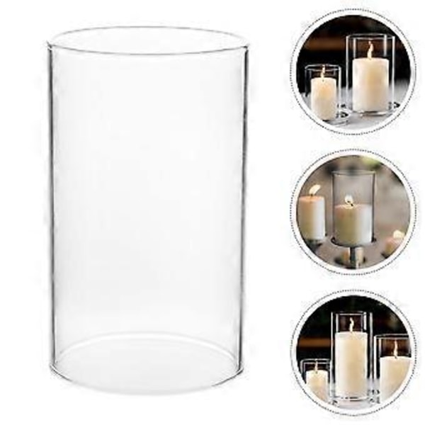 Glas Ljusstake Skorsten Ljuslykta Skärm Glas Pillar Ljusstake Öppen i Båda Ändar Ljusrör