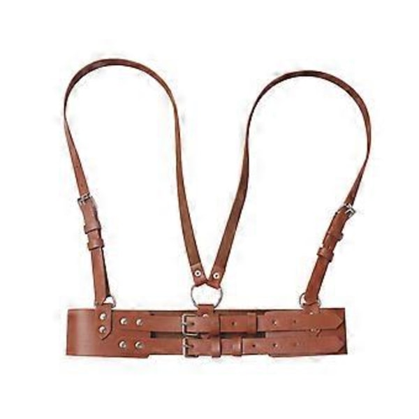 Læder Western Style Bred Talje Underbust Waspie Korset (Brun) Brown