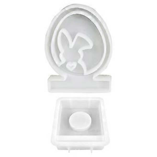 Påskehare Silikonformer Egg Hare Lysestake Epoksy Resin Støpeformer for Lysestake DIY Hjemmedekorasjon C