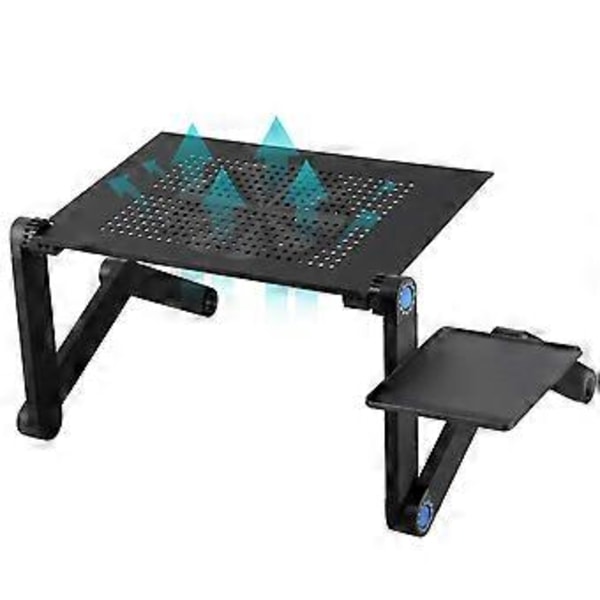 Laptop Stand Justerbar i Højden, Bærbar Sammenklappelig Laptopbord Notebookstander til Seng med Ventilation Laptop Holder Sort