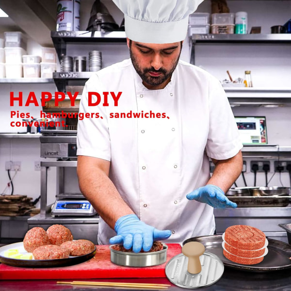 Hamburgerpresser i rustfrit stål, 5 tommer, non-stick