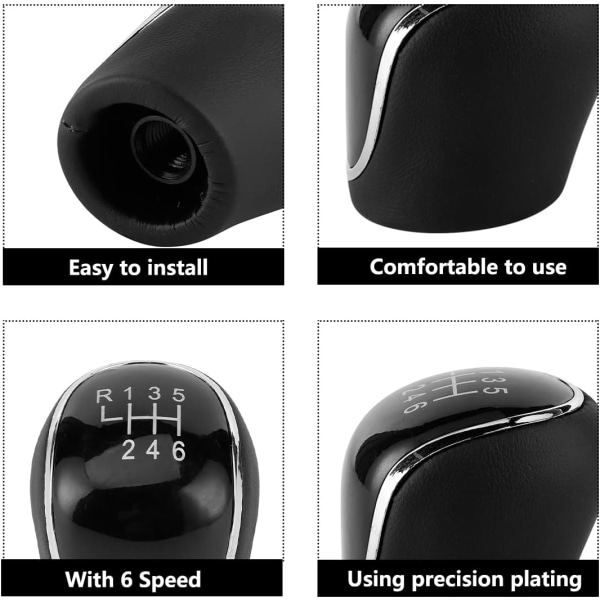1PC 6-växlad växelspaksknopp för Ford Focus Black MK2 MK3 Fit fo