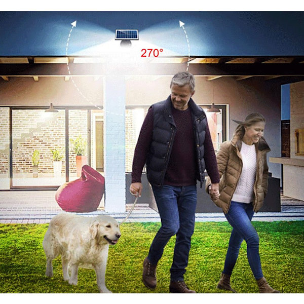Solcelle Utelys, 74 LED, vanntett IP65, bredt lys