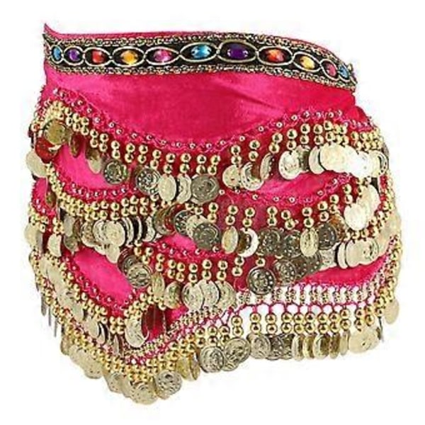 1 stk. Kreativ dame nederdel mavedans hoftetørklæde med diamantmønter til kvinder damer piger (pink) Rosy