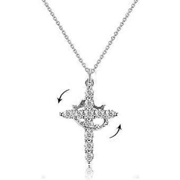 Muodikas choker-kaulakoru tukevalla ruostumattomasta teräksestä valmistetulla ristiriipuksella, koru asuste trendikkäille naisille ja tytöille, hopea Silver