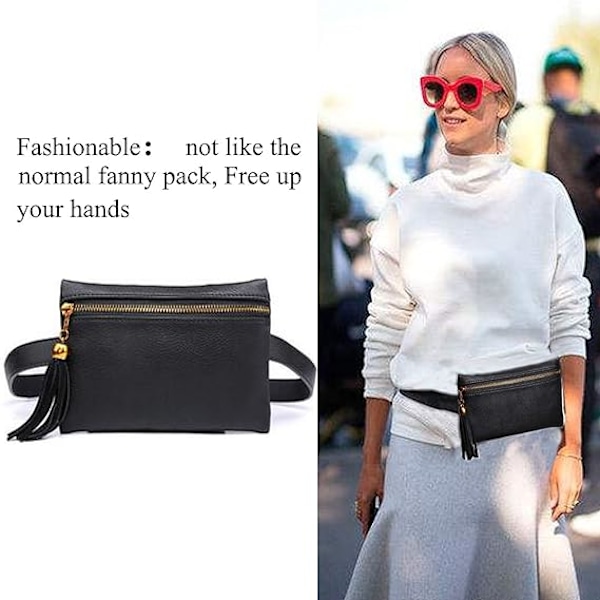 Mode Läder Fanny Pack Små tofsar Midjeväska Dam Cellph