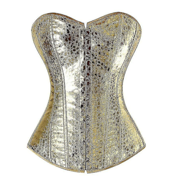 Punk-tyylinen Push Up Naisten Vartaloa Muotoileva Overbust Shapewear Goottilainen Keinonahkainen Bustier Korsetti Nahkainen Yökerho Seksikäs Korsetti 2797 Kulta.4XL. 4XL