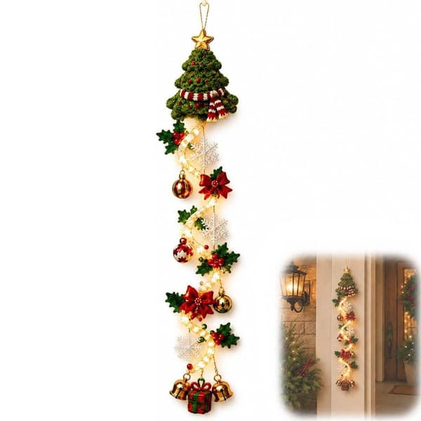 Julbåge med festlig belysning; festlig dörrdekoration för vardagsrum, sovrum och entréer (Julgran) Christmas Tree