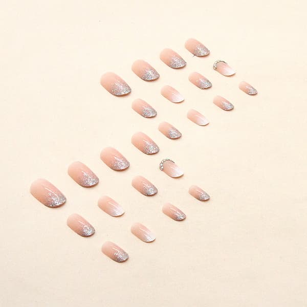 Falske Negler Gradient Glitter Diamanter Brukbare Negler
