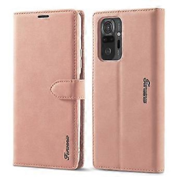 Xiaomi Redmi Note 10 Pro Forwenw F1 -sarjan nahkakotelo Rose Gold