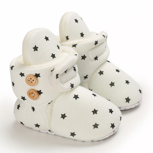 Baby bløde sål bomuldssko-hvid (11cm)
