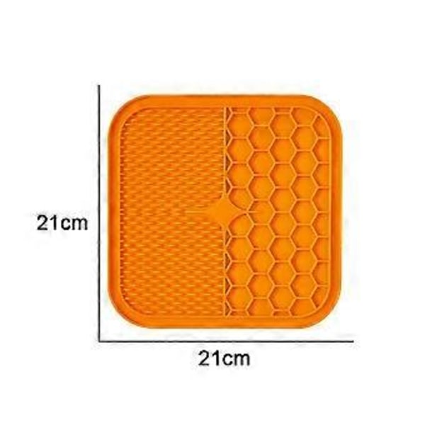 Slikkemåtter til Hunde Katte, Langsom Foder Hundeskål Beroligende Godbidsmåtte Kedsomhed & Angstlindring (L orange)