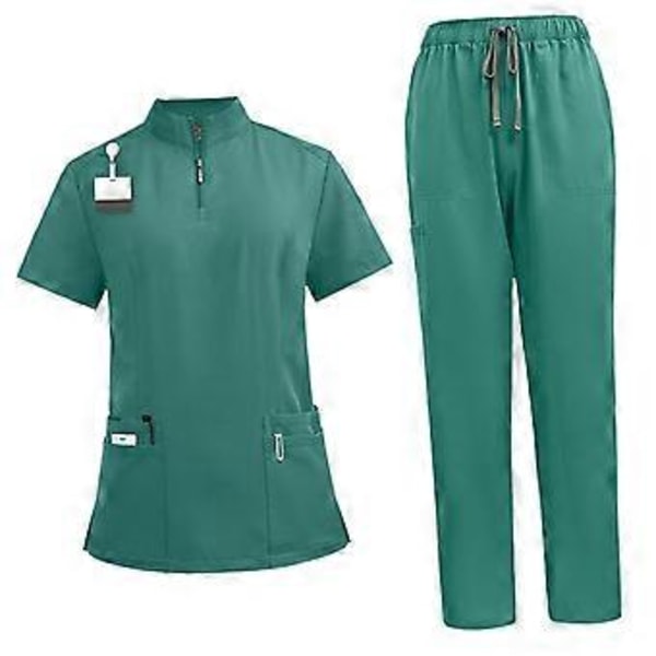 Skrubbsett Myk Topp og Joggebukser for Dyrepleier Skjønnhetssalong SPA Kosmetikk (Grønn L) Green L