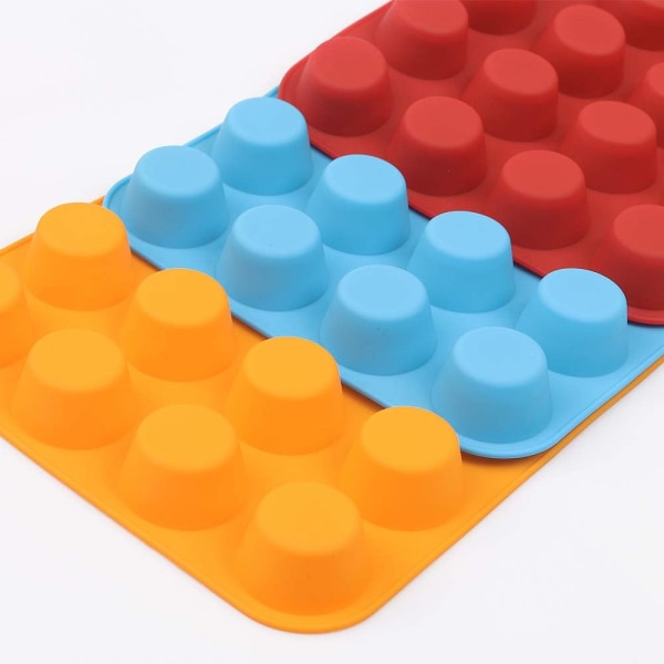 Set med 3 non-stick muffinskoppar i silikon av livsmedelskvalitet för 24 muffins