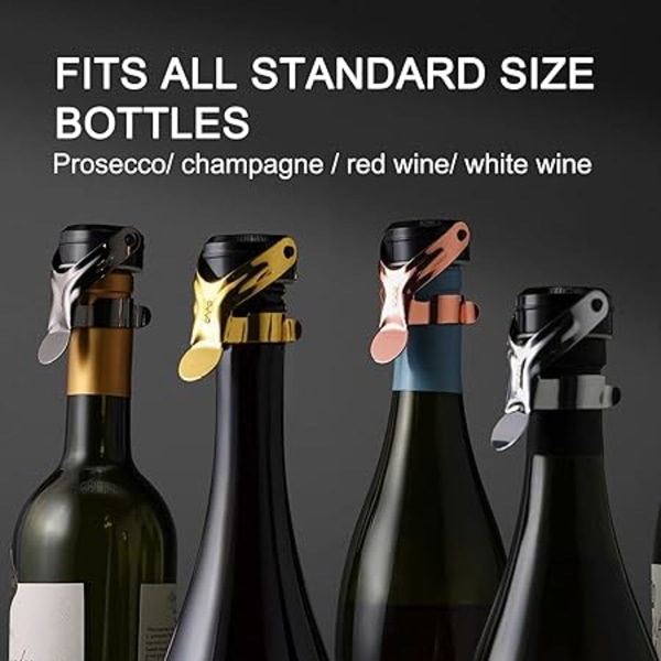 （2stk）Champagne Stoppers Rustfritt Stål Champagne Saver med Si