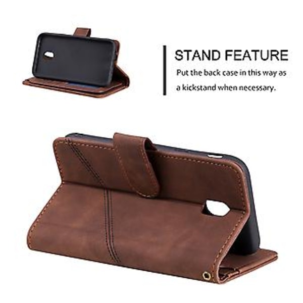 Skin Feel -nahkakotelo Samsung Galaxy J5 2017 -puhelimelle Brown