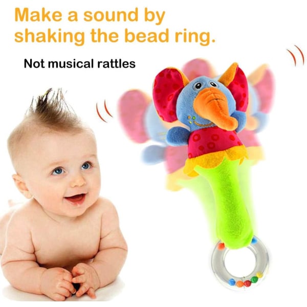 Baby Rattle Fargerik Myk Plysjleke med Lyd Rattle for Baby 3