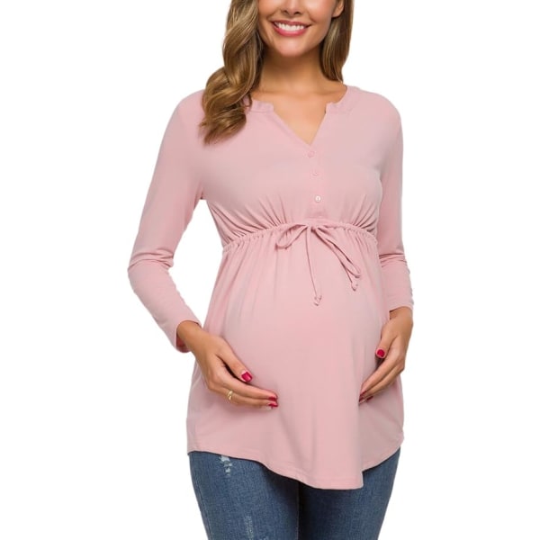 Maternity Top til kvinder - Graviditetstrøjer - Casual langærmet V-hals
