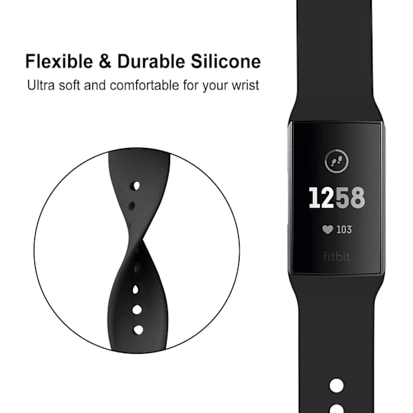 Fitbit Charge 3-rem/Fitbit Charge 4-rem, Klassisk justerbar S