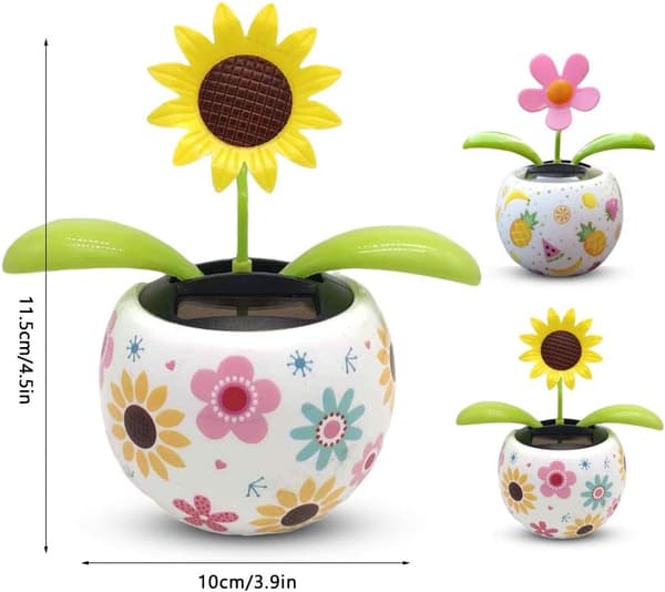 Solcelledansende Blomst, 2 stk. Solcelledrevne Bildekorasjoner, Svingende