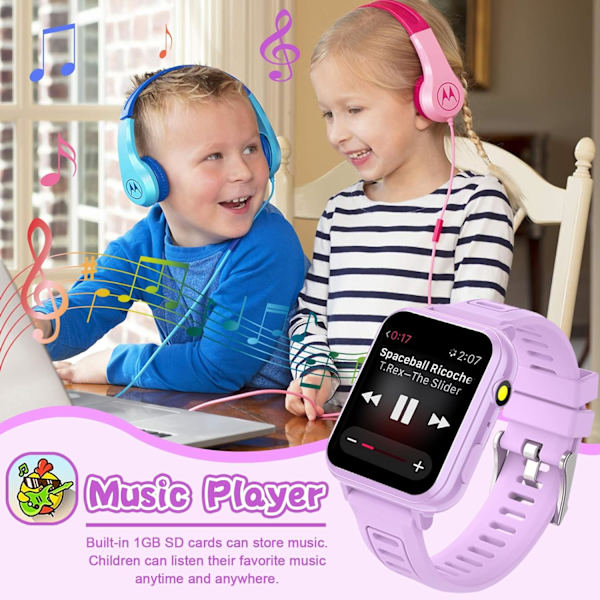 (Lilla) Smartwatch til børn i alderen 4-12 år, med 24 spil, musikkamera