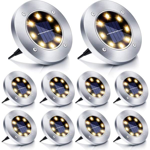 Solcellegadelampe, 10 stk. LED-solcellehavebelysning IP65 Solcellehave