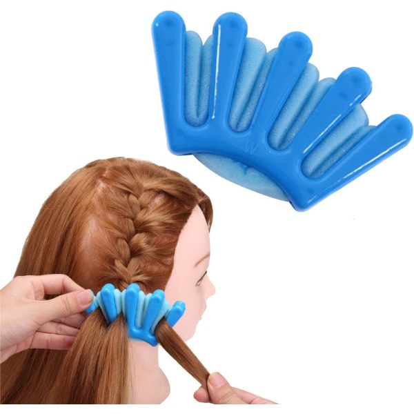 1 STK (blå) Svamp hårflette multifunksjonelt hårfletteverktøy