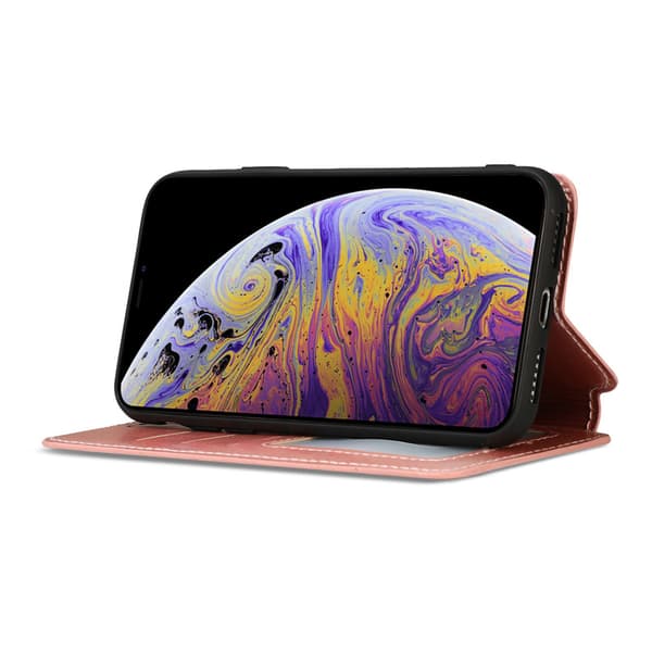 Plånboksfodral i roséguld, Premium läderfodral Folio Flip Cover wit