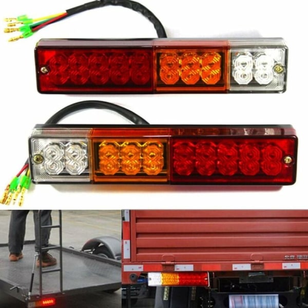 2 st 12V LED-bakljus, universella LED-bakljus 20LED backljus bromssvängsignal bakre strålkastare för släpvagn lastbil traktor husvagn buss camping