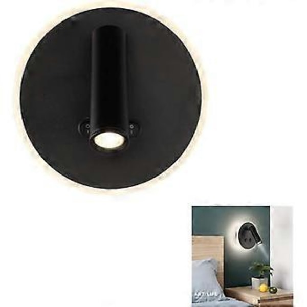 Nirvana Væglamper Led Natlampe 7W+3W med Dobbelte Kontakter til Boglæsning, Loft Sengegavl Læse Væglampe, 3000K Natlæselampe