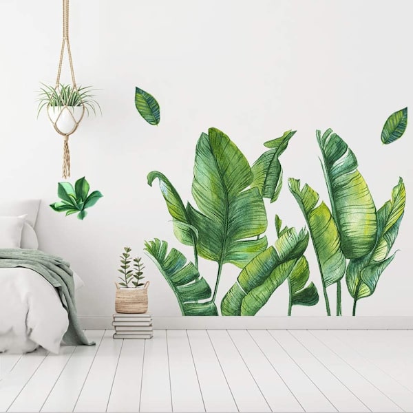 Bananblad Tropiske Planter Skrell og Lim Tapet, Gigant Grønn