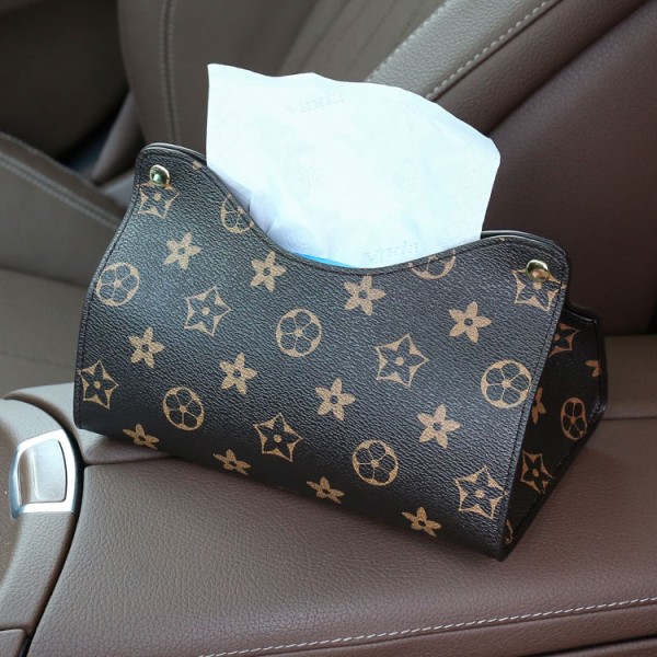 Tissue Case Box Container Pu Mönster Servetthållare Papper Väska Cos