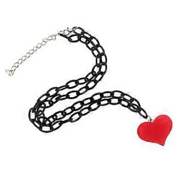 Hieno punainen sydänkaulakoru Hip-Hop Crystal Love Heart Charm Solisluuketju Ainutlaatuinen Y2K Musta ketjukaulakoru Syntymäpäiväkoriste