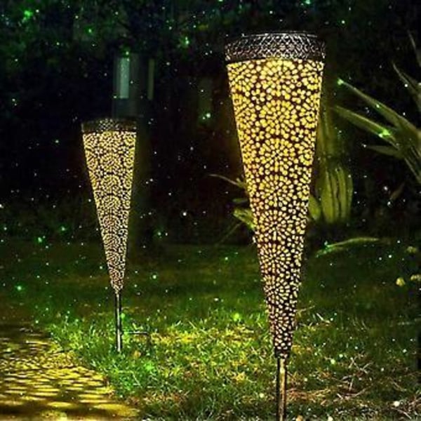 Marockansk solcellslampa för trädgården utomhus, 2-pack LED solcellslampor för trädgården, markspjut, IP65 vattentät varmvit lampa utomhus, lampa