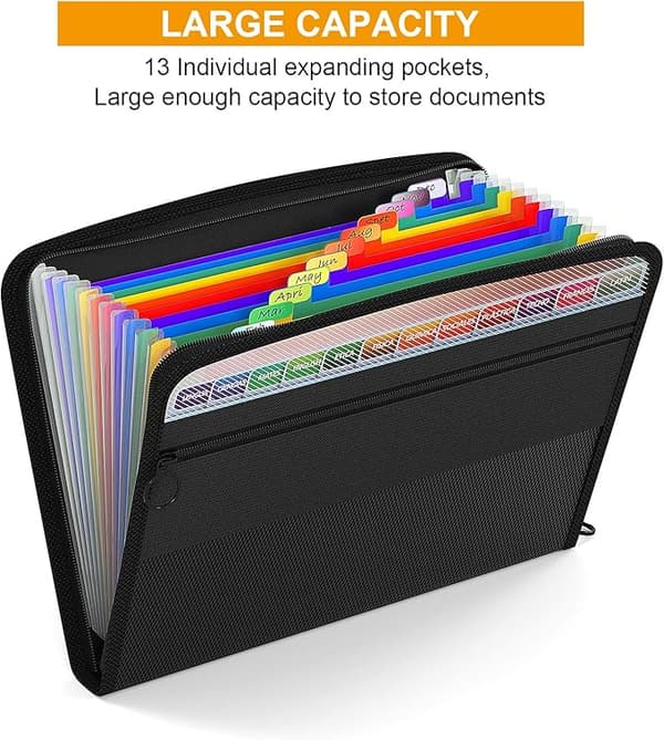 Utvidbare dokumentlommer 13 lommer, A4-dokumumentsorterer med Z
