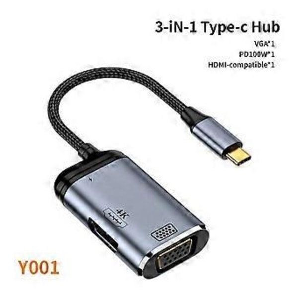 RYRA 100W USB C HUB Dockingstasjon 4K 60Hz Til -kompatibel VGA PD Adapter USB 3.1 Utvidelse