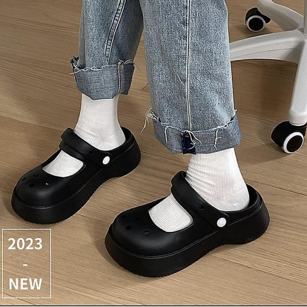 Dame, Jenter Mary Jane Plattform Sandaler Slippers.38.Svart Black 38