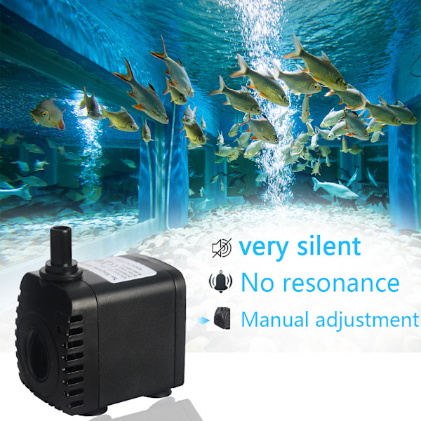 Nedsänkbar Vattenpump, 600L/H 8W Ultraljuds-Tyst Akvariumpump