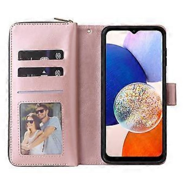 Samsung Galaxy A15 4G/A15 5G -puhelinnahkakotelo 9 korttipaikalla ja rannehihnalla Style D