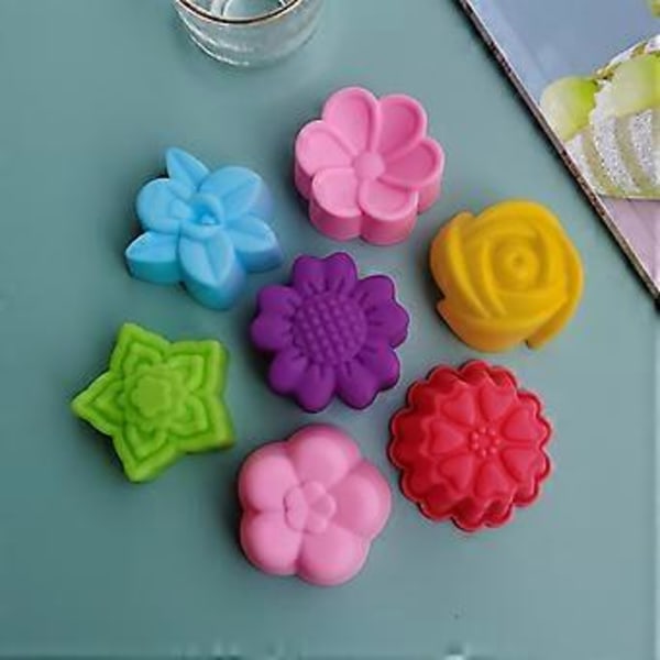 6-pak kageforme, farverige bageforme, blomsterformede, delikate silikonebageforme, perfekte til familiesammenkomster plum bossom