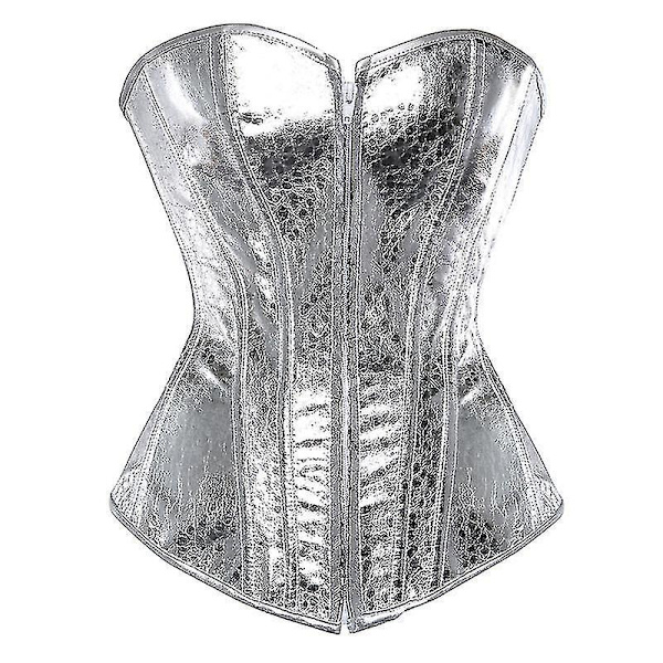Punk-tyylinen Push Up Naisten Vartaloa Muotoileva Overbust Shapewear Goottilainen Keinonahkainen Bustier Korsetti Nahkainen Yökerho Seksikäs Korsetti 2797 Kulta.4XL. 4XL