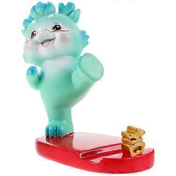 Tegneserie Drage Statue Telefonstativ Resin Telefonholder Bordplate Telefonholder Skrivebords Ornament Blå Blue