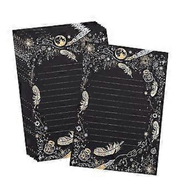 8x Inbjudningsbrev Skrivpapper Hälsningspapper Linjerat Skrivpapper Present (Svart A) Black A