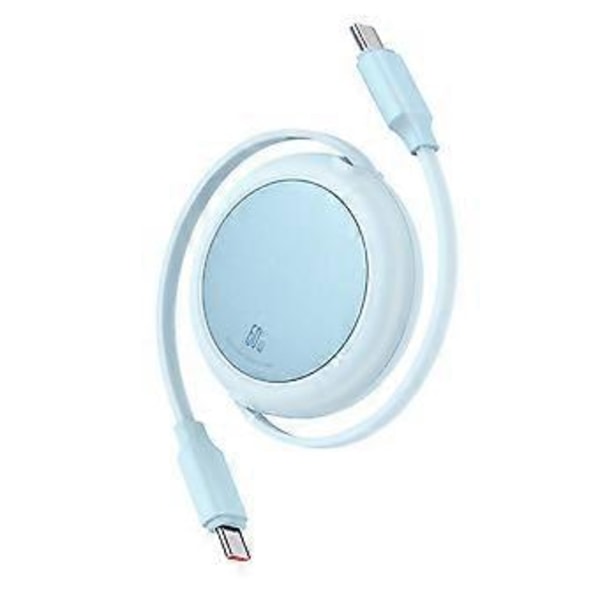 USB C Infällbar Laddningskabel, Typ C till Typ C Snabbladdningssladd, PD60W för Mobiltelefoner Surfplattor Datakabel Blå Blue