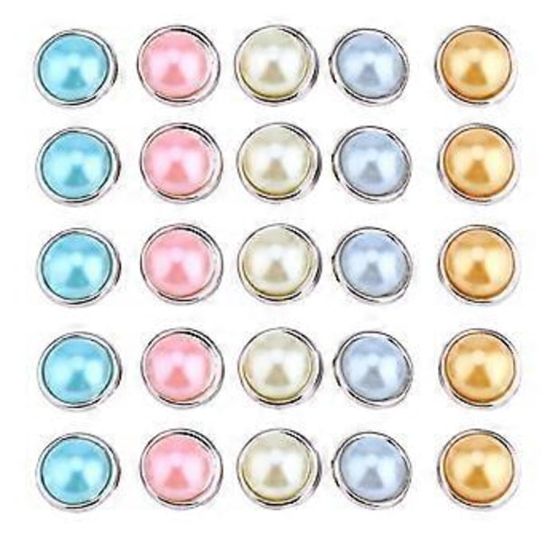 100 stk. Dekorative Mini Brads Runde Papirclips Perle Design Brads Tilfældig Farve
