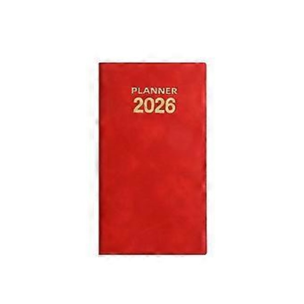 Kompakt A6 Daglig Planlægningsjournal Bærbar Lomme Notesbog med PU Læderbetræk 2026 Lommeplanlægger Kompakt Ugentlig Kalender Notesbog