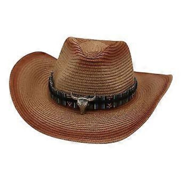 Lännen cowboy-hattu Cowgirl aurinkohattu puku teineille miesten naisten khaki (Yksi koko cowboy-hattu 03)